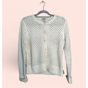 Vintage L.L. Bean Crocheted Cardigan Rabbit Hair Wool Sz M